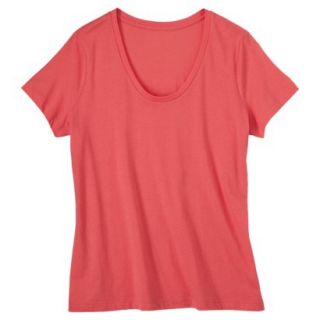 Pure Energy Womens Plus Size Short Sleeve Scoop Neck Tee  Bright Coral 3X