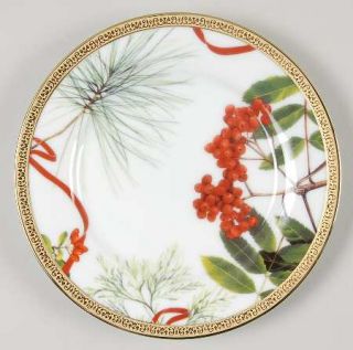 Charter Club Fashion Buffet Gold Holly & Pine Bread & Butter Plate, Fine China D