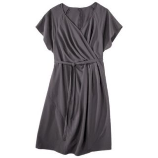 Mossimo Womens Plus Size Short Sleeve Wrap Dress   Mist Gray 1