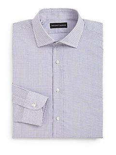 Ralph Lauren Black Label Checked Cotton Dress Shirt   Purple Grey