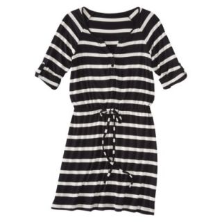 Merona Womens Knit Striped Henley Dress   Black/White   XXL