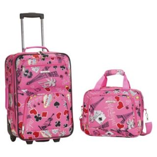 Rockland 19 Rolling Carry On with Tote   Pink Vegas