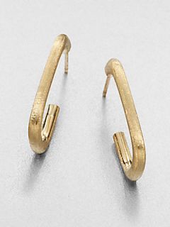 Marco Bicego 18K Yellow Gold Textured J Hoop Earrings   Gold