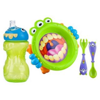 Nuby 3 Piece Monster Baby Feeding Set   11oz Super Spout Gripper Cup, Plate,