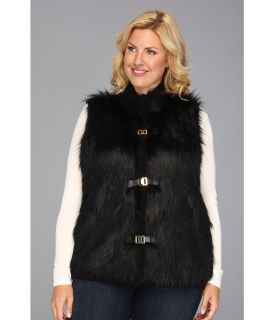 Calvin Klein Plus Size Faux Fur Sweater Vest Acrylic Womens Vest (Black)