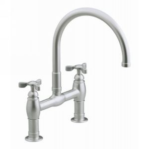 Kohler K 6130 3 VS Parq Deck Mount Bridge Kitchen Sink Faucet