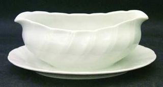 Sheffield Bone White (Porcelain,Japan,All White) Gravy Boat with Attached Underp