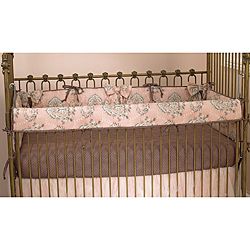 Cotton Tale Nightingale Front Crib Rail Guard (Pink, brown and whiteMaterials Cotton, poly fillDimensions 51 inches x 1 inch x 15 inches )