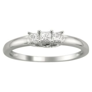 14K White Gold 1/4ctw 3 Stone Princess cut Diamond Ring (HI, I1) Size 8