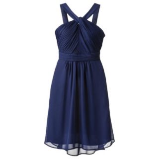 TEVOLIO Womens Plus Size Halter Neck Chiffon Dress   Academy Blue   24W