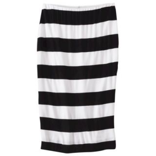 Mossimo Womens Knit Midi Skirt   Black/White Mitered Stripe S