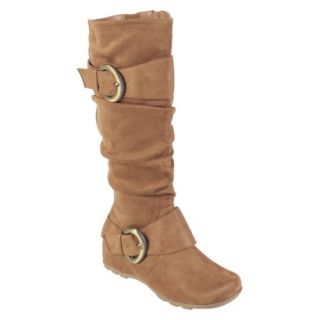 Journee Collection Womens Buckle Accent Mid calf Boots Camel  6