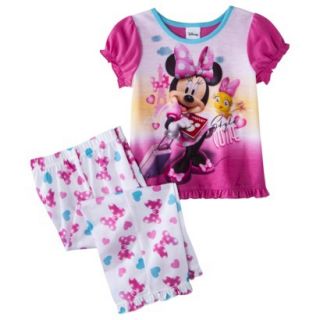 Disney Minnie Mouse Toddler Girls 2 Piece Short Sleeve Pajama Set   Pink 3T