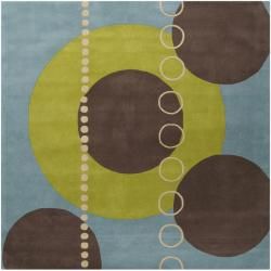 Hand tufted Contemporary Multi Colored Geometric Circles Mayflower Wool Abstract Rug (6 Square)