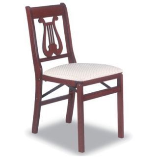 Folding Chair Music Back Folding Chair 2PK   Red Brown (Cherry)