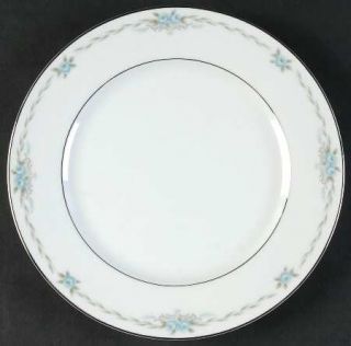 Style House Corsage Salad Plate, Fine China Dinnerware   Blue Roses, Gray Vine
