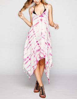 Tie Dye Womens Sharkbite Coverup Dress Pink/White In Sizes Small, Large,