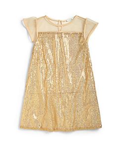 Marie Chantal Little Girls Silk Sequin Dress   Gold