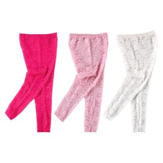 Luvable Friends Infant Girls 3 Pack Footless Lace Tights   Pink/White 0 9 M