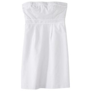 Merona Womens Seersucker Strapless Dress   Grey/White   4