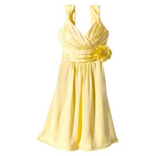 TEVOLIO Womens Satin V Neck Dress with Removable Flower   Sassy Yellow   4