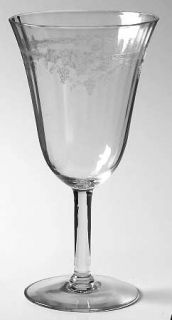 Fostoria Modern Vintage (Optic) Water Goblet   Stem #766, Etch #255, Etched Frui