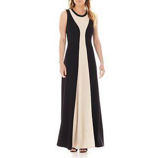 Worthington Sleeveless Colorblock Maxi Dress, Black