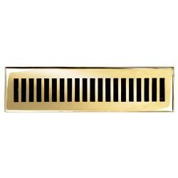 Brass Elegans Contemporary 2.25 X 12 Brass Floor Register (Solid brassHardware finish Polished and lacquered brassDimensions 2.25 x 12 duct openingDue to the handmade nature of this product, there may be slight variations in size and finish.)