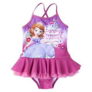 Disney Sofia the First Toddler Girls 1 Piece Tutu Swimsuit   Raspberry 4T