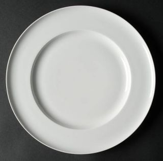 Denby Langley Grace Dinner Plate, Fine China Dinnerware   All White Bone,Rim,Smo