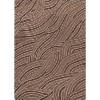 Hand tufted Brown Waves Brown Abstract Wool Rug (8 X 11)