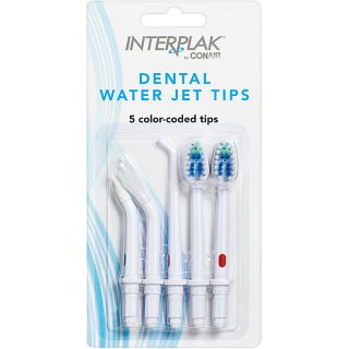 Conair Interplak Dental Water Jet Tips (WhiteMaterials PlasticDimensions 1 inches long x 3 inches wide x 6 inches highIncludes 2 brush head tips, 1 standard water jet tip, 1 gum massage tip, and 1 subgingival tipFit all Interplak dental water jet model
