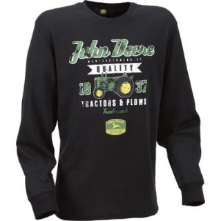 John Deere Tractors and Plows Long Sleeve Thermal Shirt   Black, XL, Model#