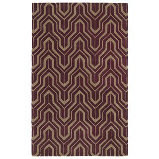 Hand tufted Cosmopolitan Plum/ Camel Wool Rug (5 X 79)