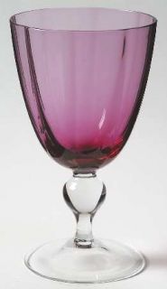 Unknown Crystal Unk466 Water Goblet   Cranberry Bowl,Optic,Clear Stem And Foot