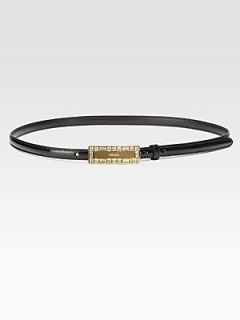 Prada Jeweled Patent Leather Belt   Black
