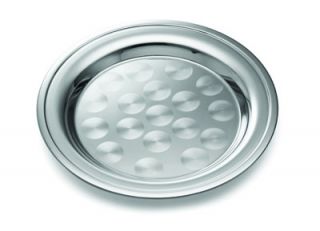 Tablecraft Round Serving Tray, Rolled Edge, 12 in Dia, Stainless Steel