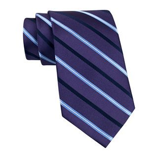 Stafford Tighe Stripe Silk Tie, Purple, Mens