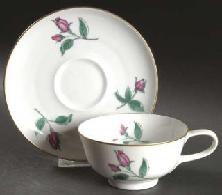 Easterling Radiance Footed Cup & Saucer Set, Fine China Dinnerware   Pink Roses,