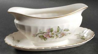 Syracuse Apple Blossom Gravy Boat with Attached Underplate, Fine China Dinnerwar