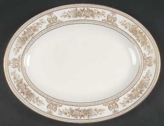 Wedgwood Columbia Gold (Gold Flowers,White Body) 13 Oval Serving Platter, Fine