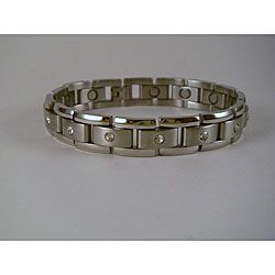 Mens Magnetic Crystal And Stainless Steel Bracelet
