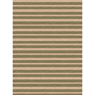 Indoor/ Outoor Rug Summer Stripe Green And Beige Area Rug (27 X 511)