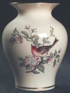 Lenox China Serenade Medium Vase, Fine China Dinnerware   Pink Flowers,Green Lea