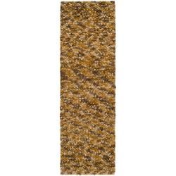 Hand woven Gold Arracacha New Zealand Wool Plush Shag Rug (26 X 8)
