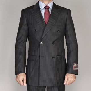 Mens Black Pin Stripe Double Breasted Suit