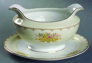 Meito Linden (F & B Japan) Gravy Boat with Attached Underplate, Fine China Dinne