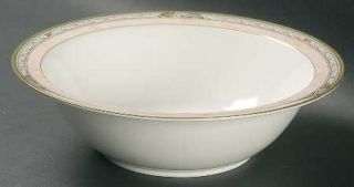 Noritake Talara 9 Round Vegetable Bowl, Fine China Dinnerware   Green Band,Whit