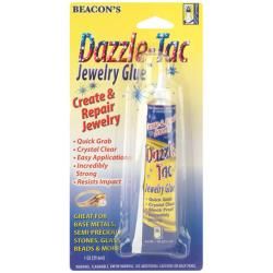 Dazzle tac 1 oz Jewelry Glue (1 ounce tube The best glue for bonding base metals, semi precious stones, glass, ceramics, plastics, beads and moreIts simple to create new jewelry or repair favorite pieces with crystal clear, super strong Dazzle TacUnlike s