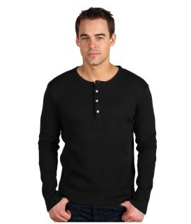 Shades of Grey Ribbed L/S Henley Mens T Shirt (Black)